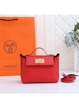 Her.mes 2424 Mini Bag EVE Leather WAX Red High